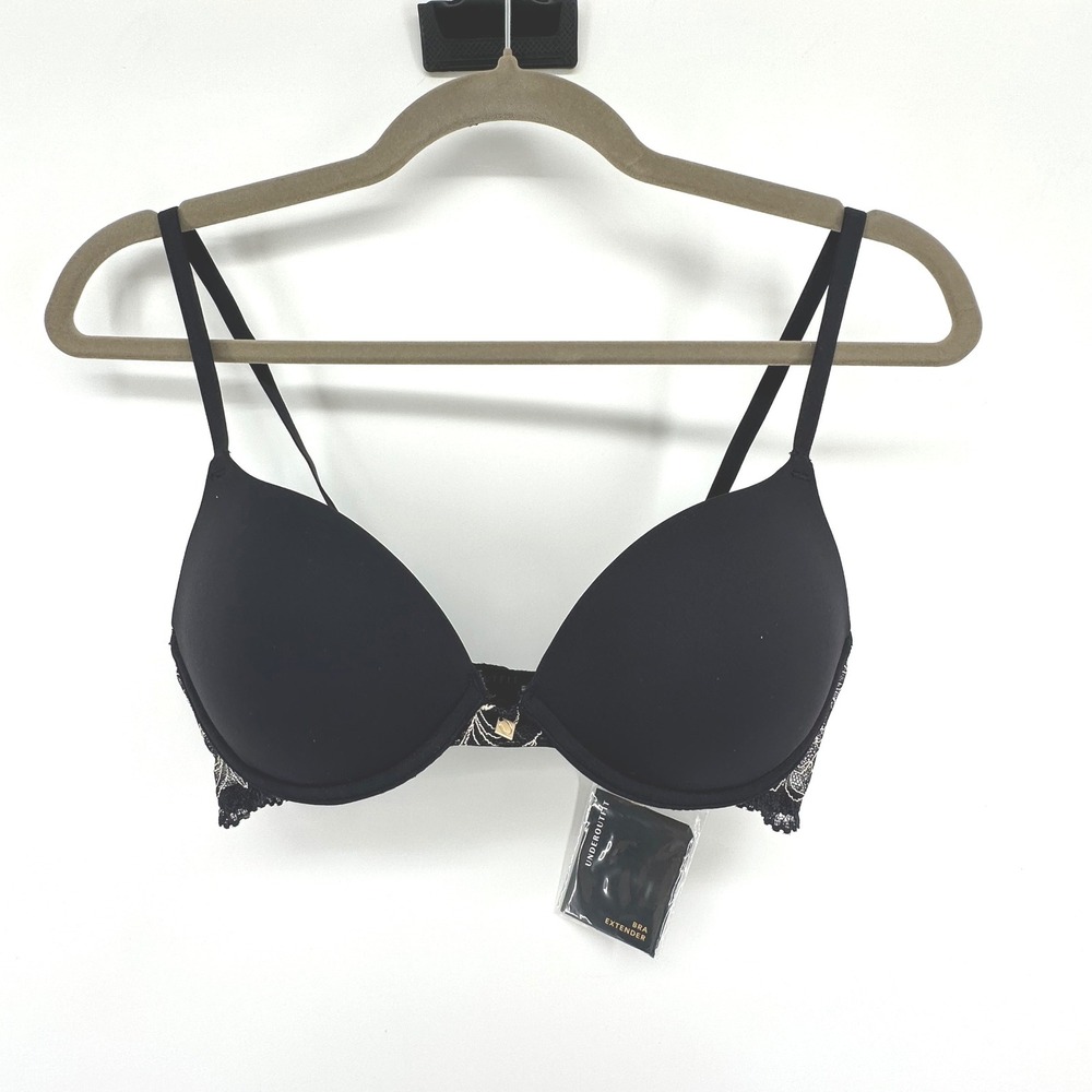 Underoutfit No Gap Lace Trim Bra Women Size M Black 88021